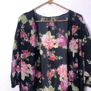 Romantic, sheer floral kimono by Red Lolly